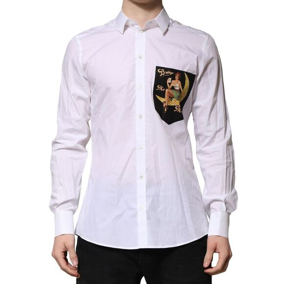 Dolce & Gabbana White Cotton MARTINI Long Sleeve Formal Men's Shirt (Pre-Owned)